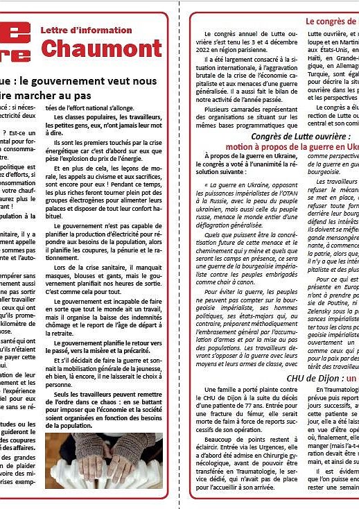 Illustration - Lettre d'information Lutte ouvrière Chaumont (9 décembre 2022)